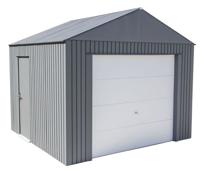 Sojag-12x10-Everest-Garage-Charcoal-GRC1210-1.jpg Sojag 12×10 Everest Steel Storage Garage Kit – Charcoal - Image 1