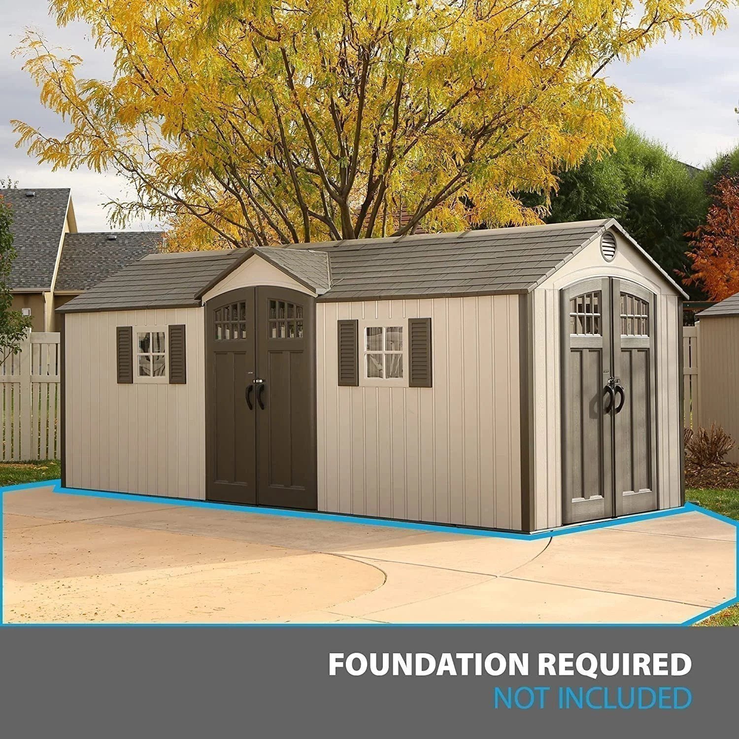 img-2224.jpg Lifetime 60127 20 x 8 Ft. Outdoor Storage Shed, Desert Sand - Image 1